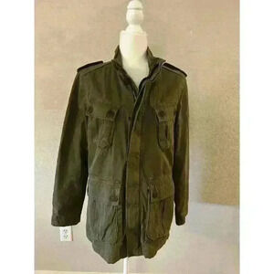Lucky Brand Men’s Olive Utility Jacket With Zipper & Pockets - Size S